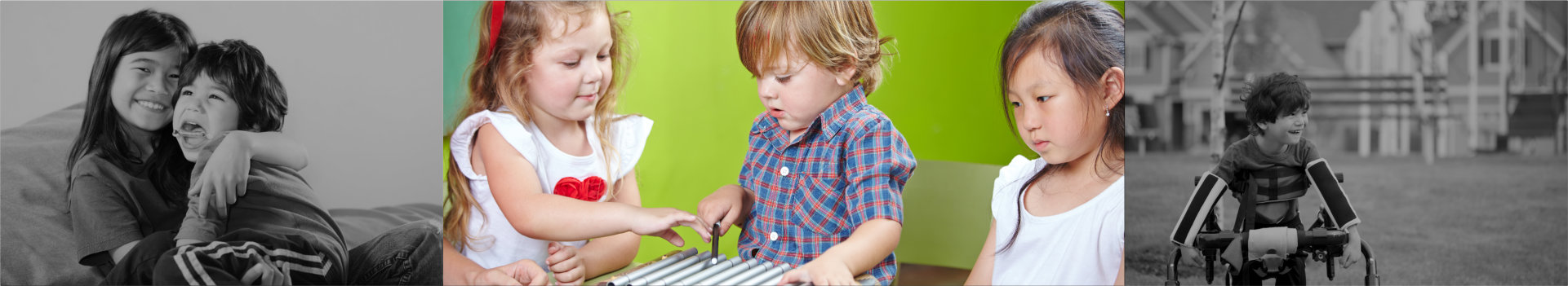 kid playing a musical instrument while others are watching